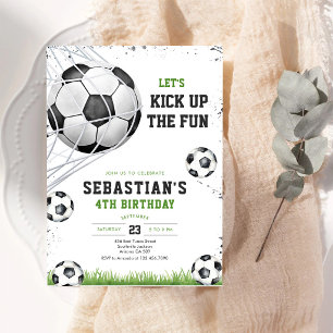 Soccer Kick Up The Fun Kids Birthday Invitation