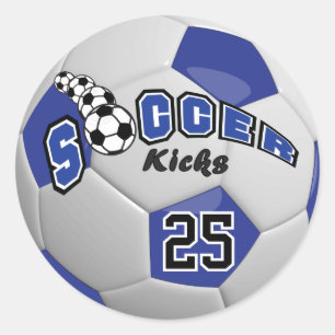 Soccer Kicks   Dark Blue Classic Round Sticker