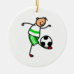 Soccer Kid Ceramic Ornament