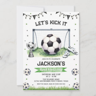 Soccer Kids Boy Birthday Party Invitation