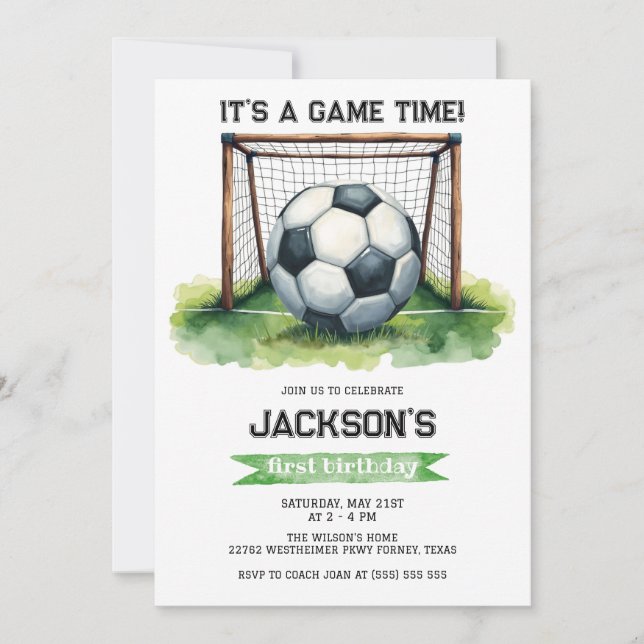 Soccer Kids Boy Birthday Party Invitation (Front)