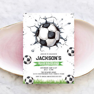 Soccer Kids Boy Birthday Party Invitation
