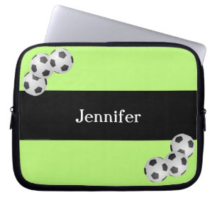 Soccer Laptop Computer Sleeve, Kiwi & Black Laptop Sleeve