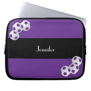 Soccer Laptop Computer Sleeve, Purple & Black Laptop Sleeve