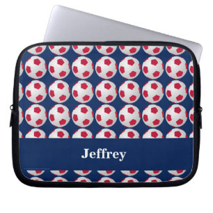 Soccer Laptop Computer Sleeve, Red White and Blue Sleeve