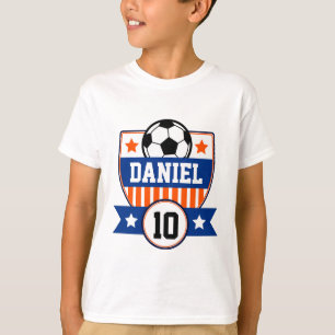 Soccer League Kids Football Name & Number Logo T-Shirt