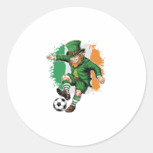 Soccer Leprechaun St Patricks Day Boys Kids Men Sp Classic Round Sticker