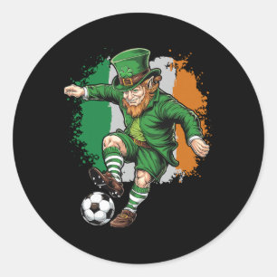 Soccer Leprechaun St Patricks Day Boys Kids Men Sp Classic Round Sticker