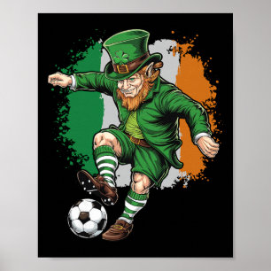 Soccer Leprechaun St Patricks Day Boys Kids Men Sp Poster