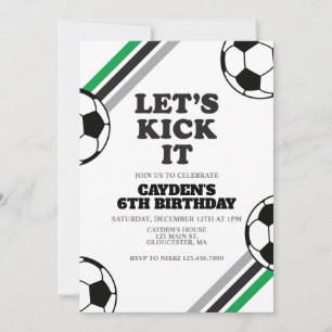 Soccer Let's Kick It Birthday Invitation