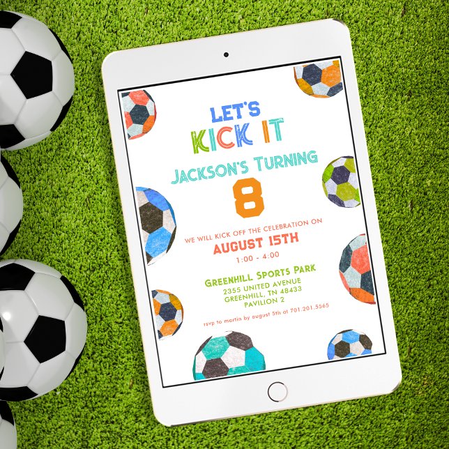 Soccer Let's Kick It Boys Birthday Invitation (Creator Uploaded)