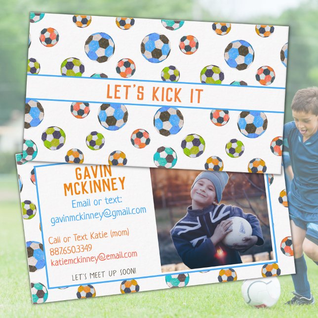 Soccer Let's Kick It Kid's Contact Calling Card (Creator Uploaded)
