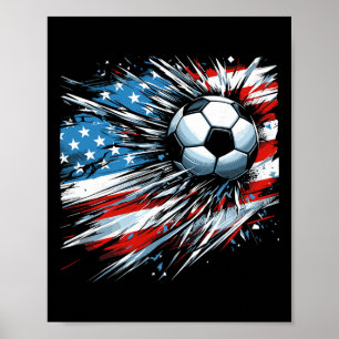 Soccer Ll 4th Of July Boys American Flag Patriotic Poster