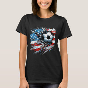 Soccer Ll 4th Of July Boys American Flag Patriotic T-Shirt