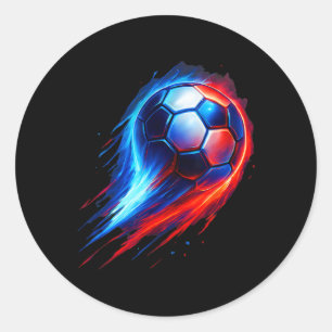 Soccer Ll Colourful Effect Tie Dye Blue White Red  Classic Round Sticker
