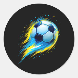 Soccer Ll Colourful Effect Tie Dye Blue White Yell Classic Round Sticker