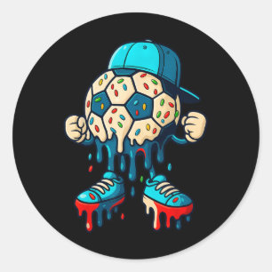 Soccer Ll Drip Ice Cream Character Men Women Girls Classic Round Sticker
