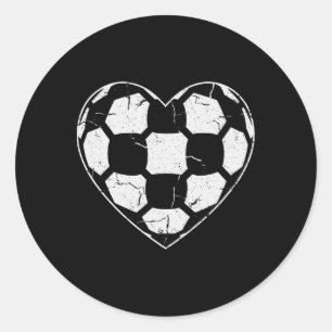 Soccer Ll Heart Panels Shape Cute Sports Player  Classic Round Sticker