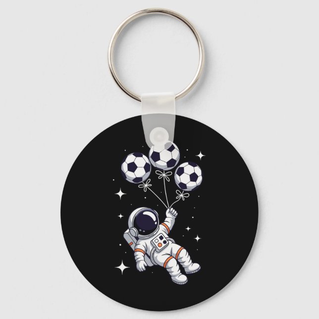Soccer Ll Lloon Astronaut Floating Spaceman Space  Key Ring (Front)