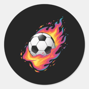 Soccer Ll On Fire Kids Goal Scorching Ll Soccer Fl Classic Round Sticker