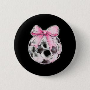 Soccer Ll Pink Coquette Bow Dainty Ribbon Girls So 6 Cm Round Badge