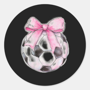 Soccer Ll Pink Coquette Bow Dainty Ribbon Girls So Classic Round Sticker