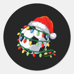 Soccer Ll Santa Hat Men Women Christmas Soccer Xma Classic Round Sticker