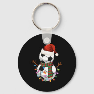 Soccer Ll Snowman Santa Hat Christmas Holiday Key Ring