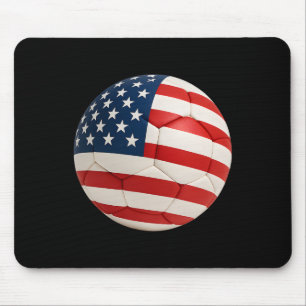 Soccer Ll With American Us Flag 4th Of July Sports Mouse Pad