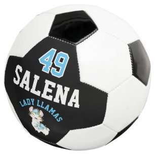 Soccer Llama - Blue, Black and White Ball