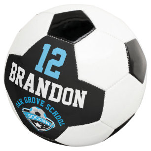 Soccer  Logo - Baby Blue, Black and White Soccer Ball