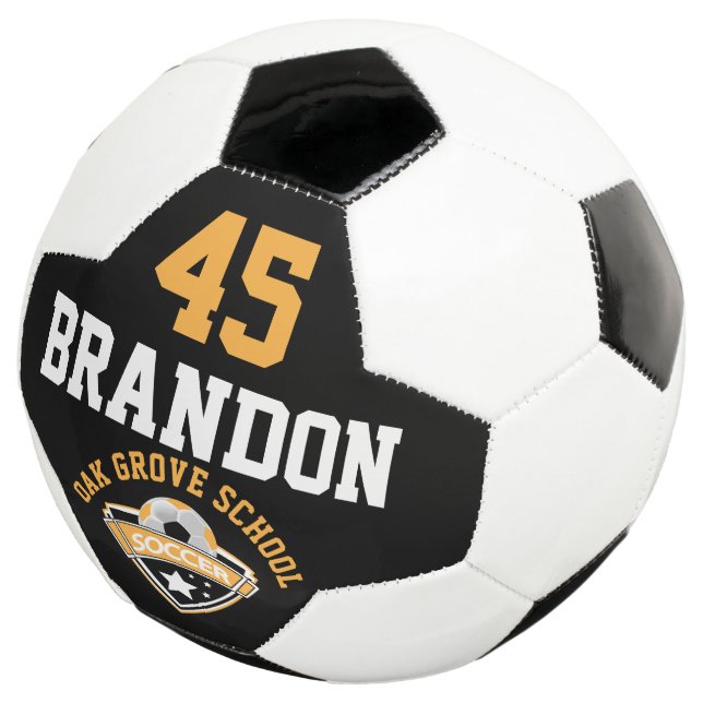 Soccer  Logo - Gold, Black and White  Soccer Ball (Three Quarter)