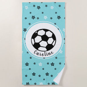 Soccer Love Cute Star Pattern Girls Personalised Beach Towel