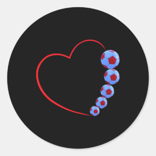 Soccer Love Design - Heart And Footbyll Fusion Classic Round Sticker