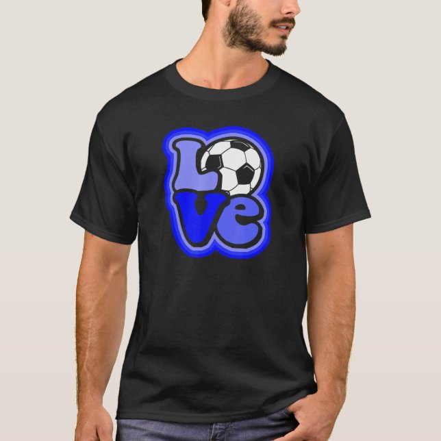 Soccer Love for Teen Girls & Women Shades of Blue  T-Shirt (Front)
