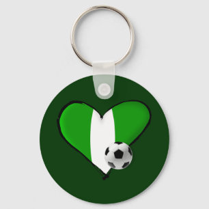 Soccer love Nigerian style - Naija flag heart Key Ring