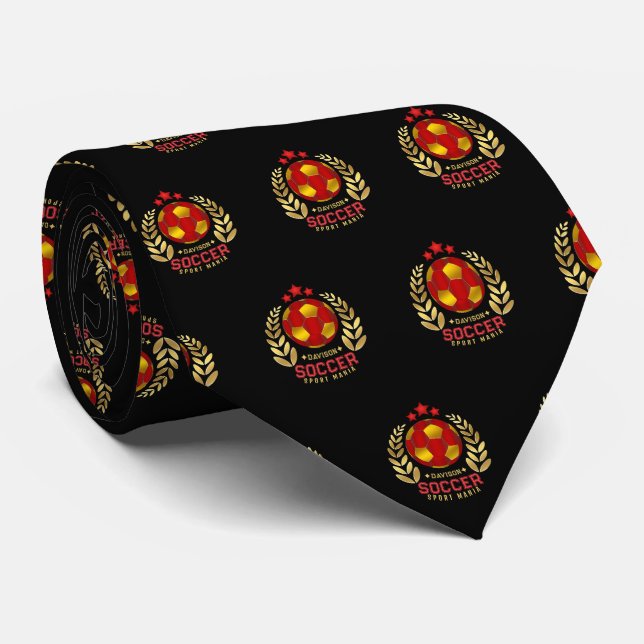 Soccer Lover Gifts | Vibrant Red Custom Logo Tie (Rolled)