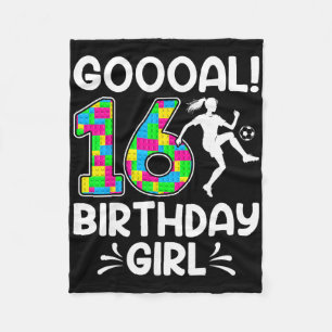 Soccer Lover Goooal I'm 16 Birthday Girl Fleece Blanket