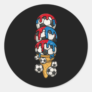 Soccer Lover Ice Cream Cone Drip Art For Sporty Su Classic Round Sticker