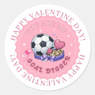 Soccer Lover Valentin's Day Wishing Classic Round Sticker