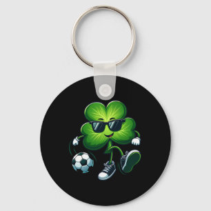 Soccer Lovers St Patricks Day Shamrock Clover Iris Key Ring