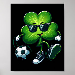 Soccer Lovers St Patricks Day Shamrock Clover Iris Poster