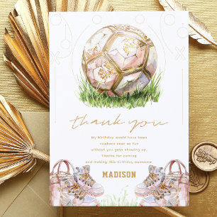 Soccer Luxury Girl Birthday  Thank You Card