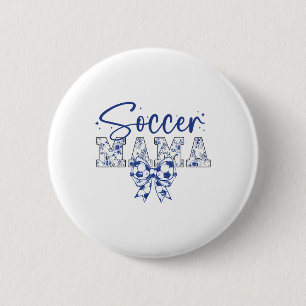 Soccer Mama Coquette Bow Funny Soccer Cheer Mama 6 Cm Round Badge