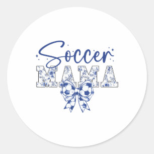 Soccer Mama Coquette Bow Funny Soccer Cheer Mama Classic Round Sticker