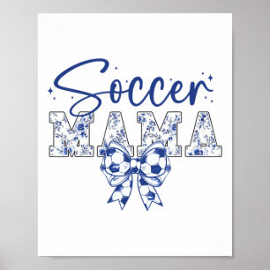 Soccer Mama Coquette Bow Funny Soccer Cheer Mama Poster