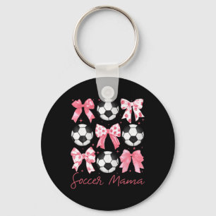 Soccer Mama Coquette Pink Bow Women Outfit Key Ring