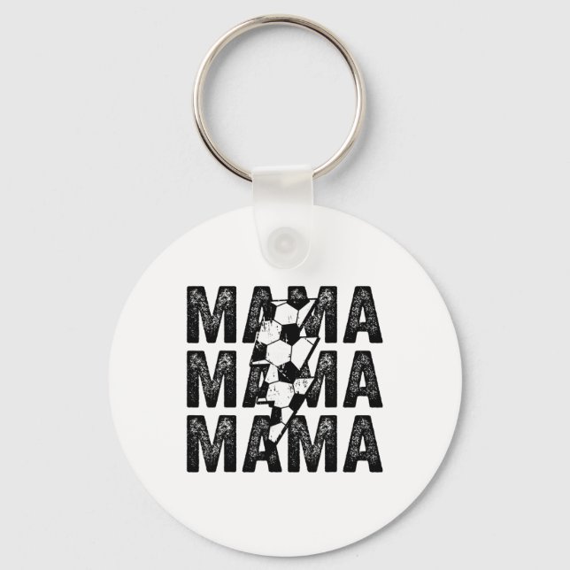 Soccer Mama Distressed Lightning Bolt Mum  Key Ring (Front)