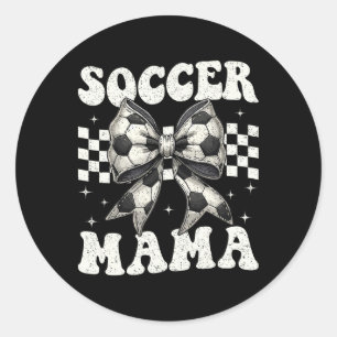 Soccer Mama Funny Coquette Bow Mum Mummy Classic Round Sticker