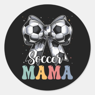 Soccer Mama Retro Groovy Soccer Softll Mum Classic Round Sticker